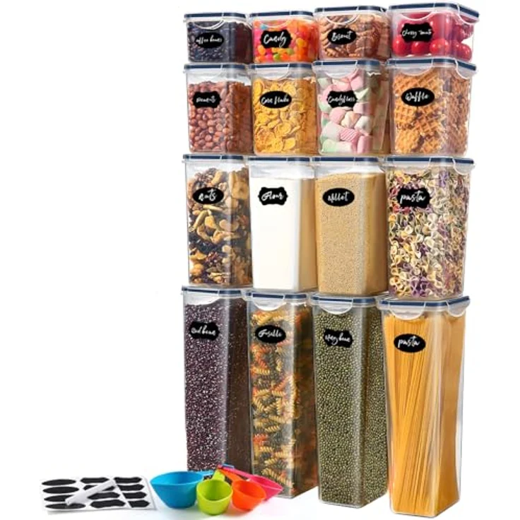 YASHE Vorratsdosen Set, luftdicht, 10 x 1.5L, BPA-freier Kunststoff, mit wiederverwendbaren Etiketten und Löffeln – Bild 9