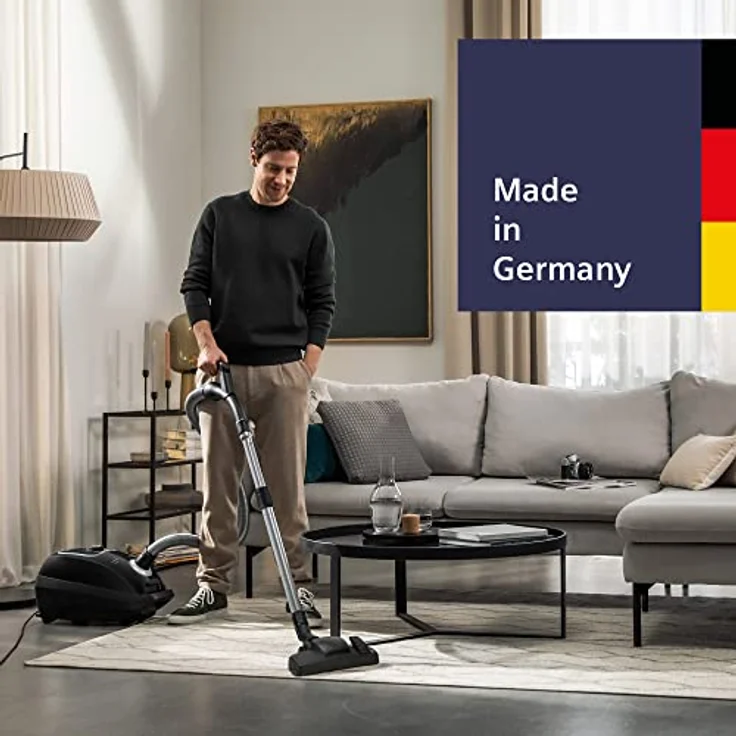Siemens Staubsauger mit Beutel Z7.0 VSZ7X500, ideal für Allergiker, Hygiene-Filter, extrem leise, Bodendüse für Parkett, Teppich, Fliesen, XXL-Polsterdüse, XXL-Fugendüse, langes Kabel, 650 W, schwarz – Bild 2