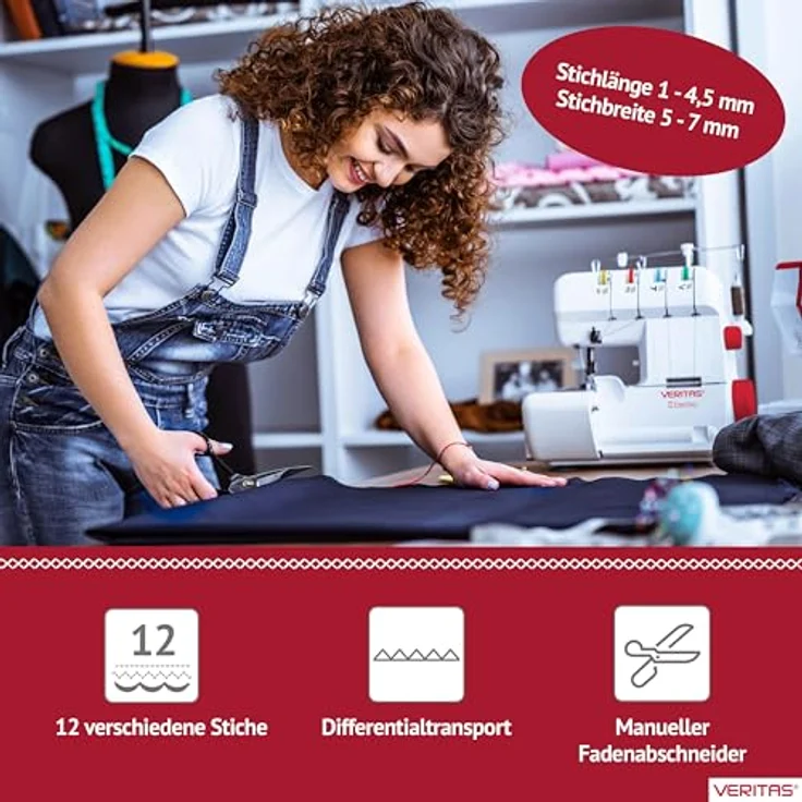 Veritas Overlock Simone Overlock-Nähmaschine, weiß – Bild 3