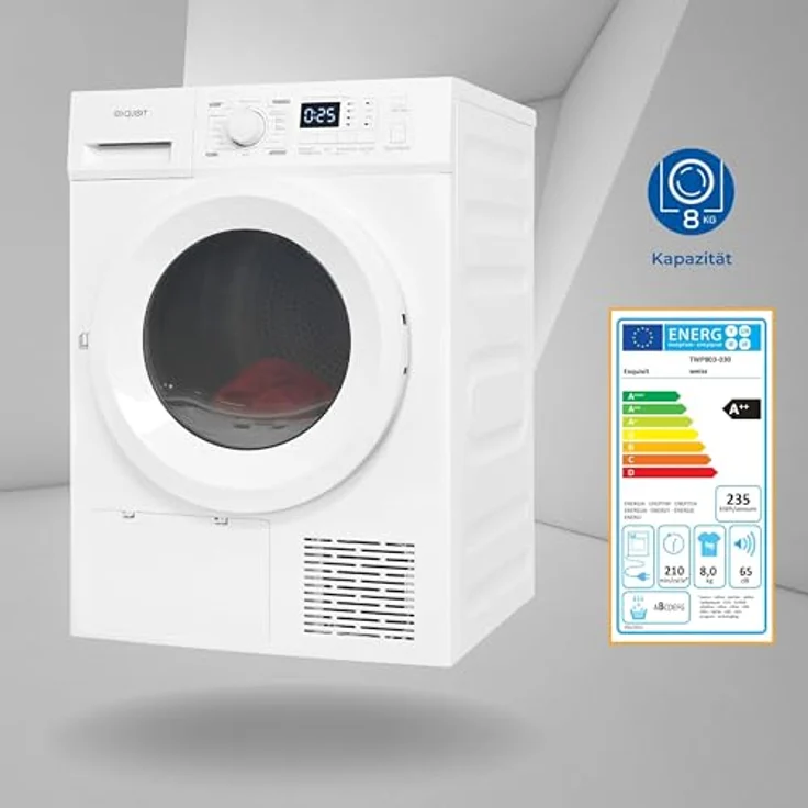 Exquisit Wärmepumpentrockner TWP803-030 weiss | 8 Kg | A++ | 16 Programme | Knitterschutz | Startzeitvorwahl - Preisvergleich – Bild 2