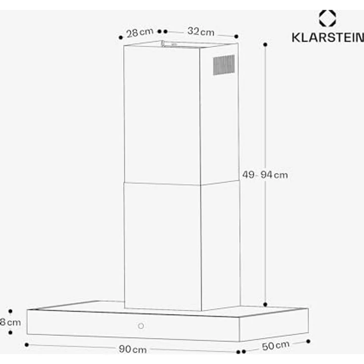 Klarstein SmartEdge Dunstabzugshaube - 90 cm Wandhaube, WLAN- & Touch-Steuerung, 550 m³/h Luftdurchsatz, A+ Energieeffizienz, LED-Beleuchtung, Flüsterleise 34 dB, Schwarz – Bild 7