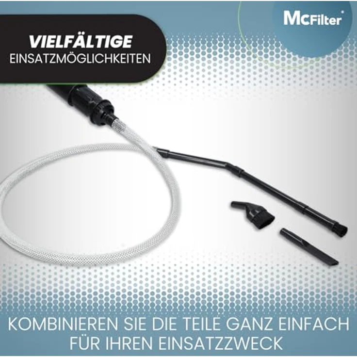 McFilter Universal Staubsaugerdüsen-Set 8-teilig, Ø 32/35 mm, mit Fugendüse, Staub- und Möbelpinsel, Schlauchverlängerung für gründliche Detailreinigung von Hobby, Computer, Auto und Modellbau – Bild 3