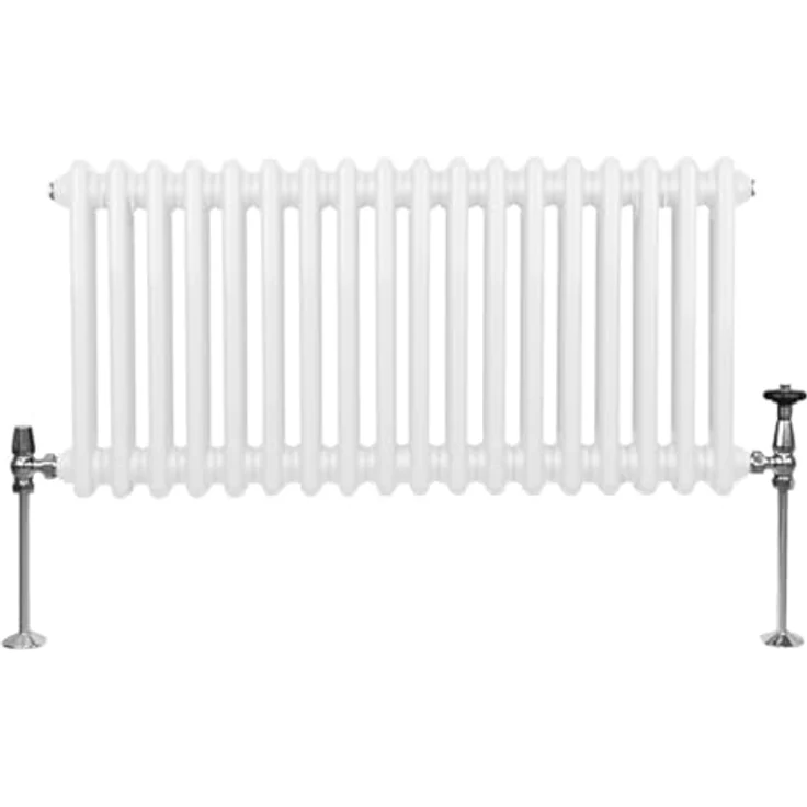 Monster Shop Traditioneller 2-Spalten-Heizkörper 300 x 832mm, Horizontaler Wandheizkörper aus Kohlenstoffstahl in glänzendem Weiß, 1975 BTU, inkl. Reinigungsbürste und Befestigungsset – Bild 2