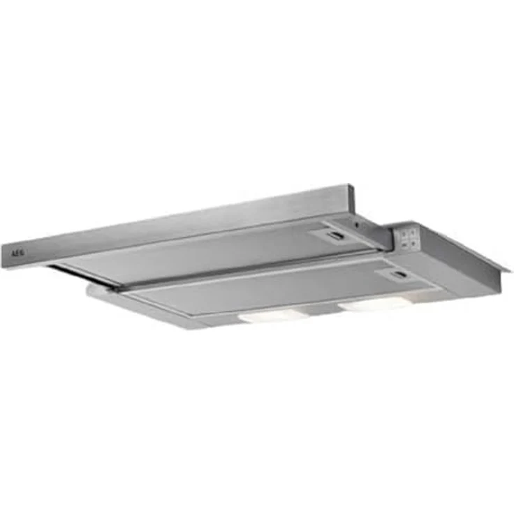 AEG DPB3632S Teleskop-Einbauhaube, 410 m³/h Abluft/Umluft, Edelstahl-Design, 69 dB – Bild 1
