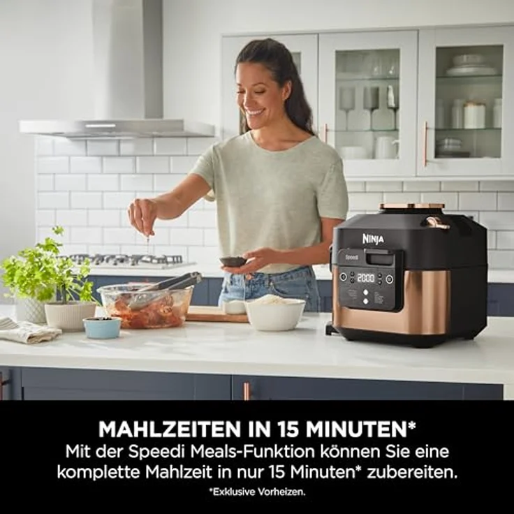 Ninja Speedi Multikocher 10-in-1, 5,7L Airfryer Fritteuse, Slow Cooker, Grillen, Backen, Schwarz & Kupfer – Bild 3
