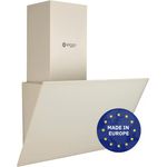 Wiggo Dunstabzugshaube 50cm kopffrei I Abluft Umluft Dunstabzug 300m³/h - LED Touch-Display 3 Stufen I Schräghaube inkl. Fettfilter & 2x Kohlefilter I Abzugshaube mit Glasfront creme