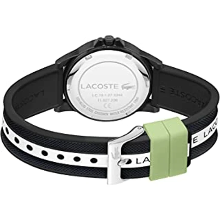 Lacoste Analog Quarzuhr für Jungen mit Silikonarmband, weißes Zifferblatt und schwarzes petit piqué Muster – Bild 3