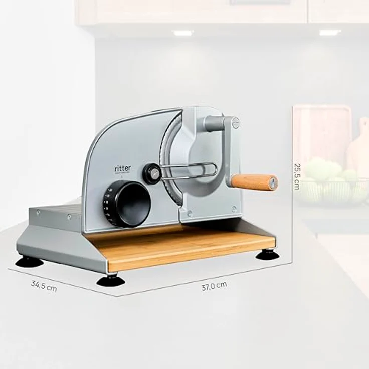 Ritter Allesschneider amano 5, Vollmetallausführung, Ø17cm Wellenschliffmesser, silbermetallic – Bild 6