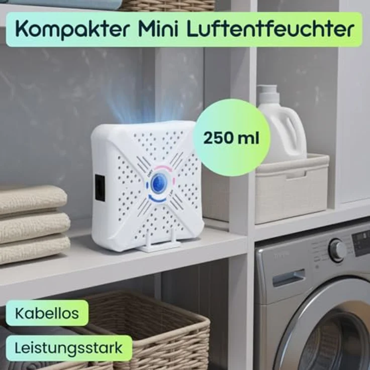 ideoon Super Kompakter Mini Luftentfeuchter, 250ml: Kabellos, Wiederverwendbare Silica Gel Kügelchen, Ideal für Auto, Schrank, Bad, Keller – Bild 3