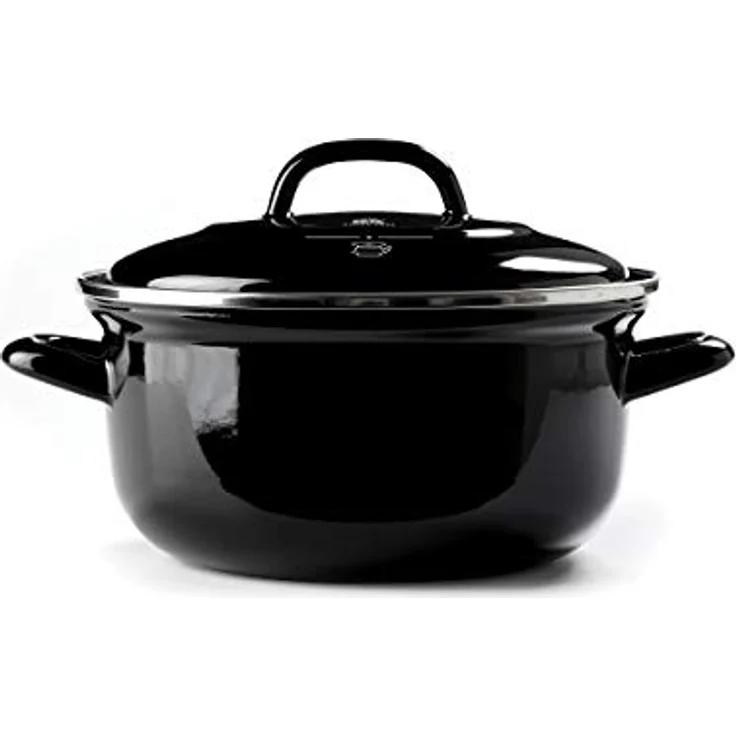 BK Indigo Holländisches Erbe Runde Deutsche Emaillierte Kasserolle mit Deckel mit PFAS-Freier Keramischer Antihaftbeschichtung, 20 cm/2,5 Liter, Induktion, Spülmaschinenfest, Backofenfest, Schwarz – Bild 1