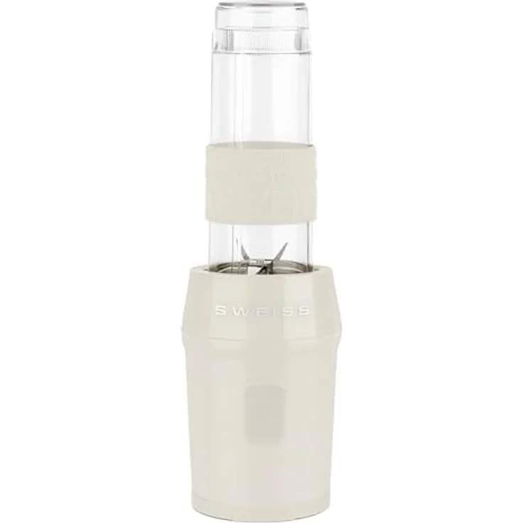 SWEISS MOOV8 Mini-Mixer, Tragbarer Smoothie-Mixer mit 300 W, 2 Trinkflaschen à 570 ml, 4 Edelstahlklingen, spülmaschinengeeignet, Beige – Bild 3