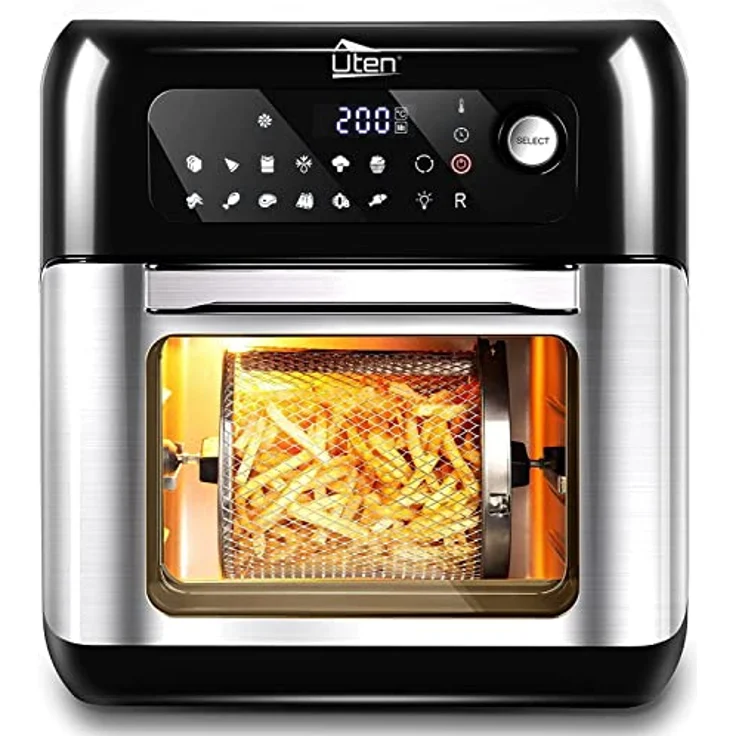 Heißluftfritteuse,10L Air fryer Fritteuse,Uten XXL Heißluft-ofen,12 in 1 Heissluftfritteuse mit digitalen LED-Display, 6 Zubehör & Rezeptbuch, Edelstahl,1500W – Bild 1