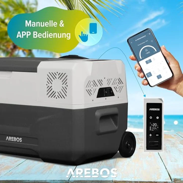 Arebos Kompressor Kühlbox 39 Liter, Elektrische Gefrierbox mit APP & Smart-Steuerung, -20 °C bis 20 °C, USB-Anschluss, für Auto, LKW, Camping, Boot, Wohnmobil – Bild 4