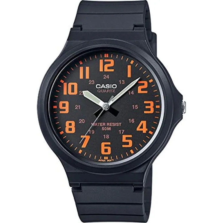 Casio MW-240-4BVEF, Unisex Quartz Armbanduhr mit 42.00mm Gehäusegröße, schwarz analog Zifferblatt, schwarz Rubber Strap, 5 Bar wasserdicht, Neo-Display, 3 Jahre Batterie Lebensdauer