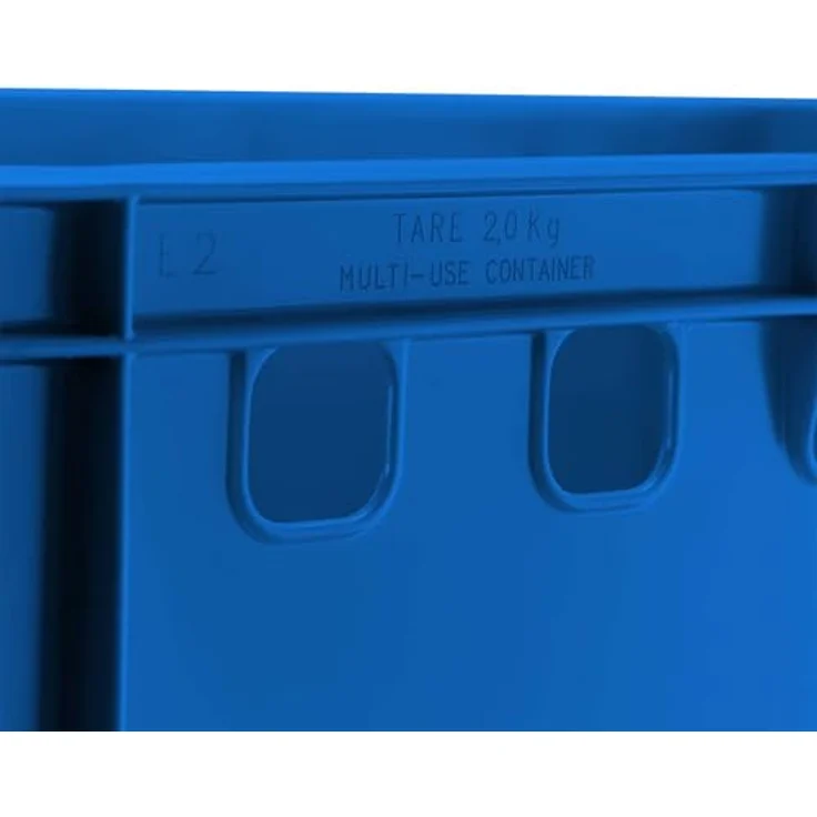 BURI Fleischkiste E2, Blaue Eurobox 60x40x20 cm, lebensmittelecht, robust, stapelbar, ideal für Metzgereien und Lebensmittelindustrie – Bild 2