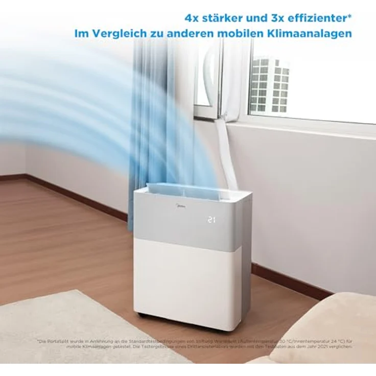Midea Portasplit Klimaanlage, 4-in-1 Mobile Klimaanlage, Kühlen, Heizen, Entfeuchten, Ventilieren, A++/A+, 12000 BTU, 3,5kW, für Räume bis zu 42 m², leise 39 dB(A) im Silent-Modus – Bild 4