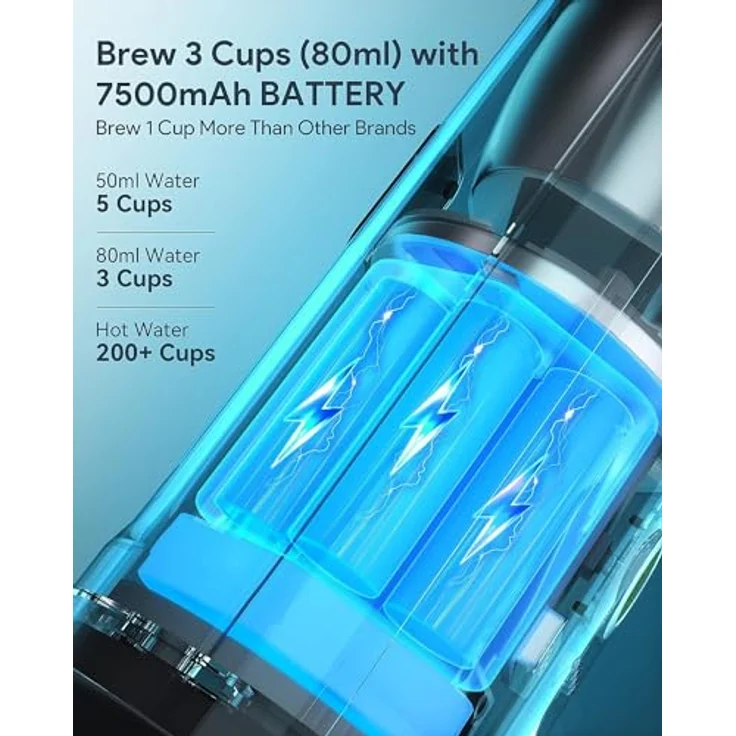 OutIn Espressomaschine tragbare Espressomaschine, automatische Extraktion, 80 ml Wassertank, 7500-mAh-Batterie – Bild 5