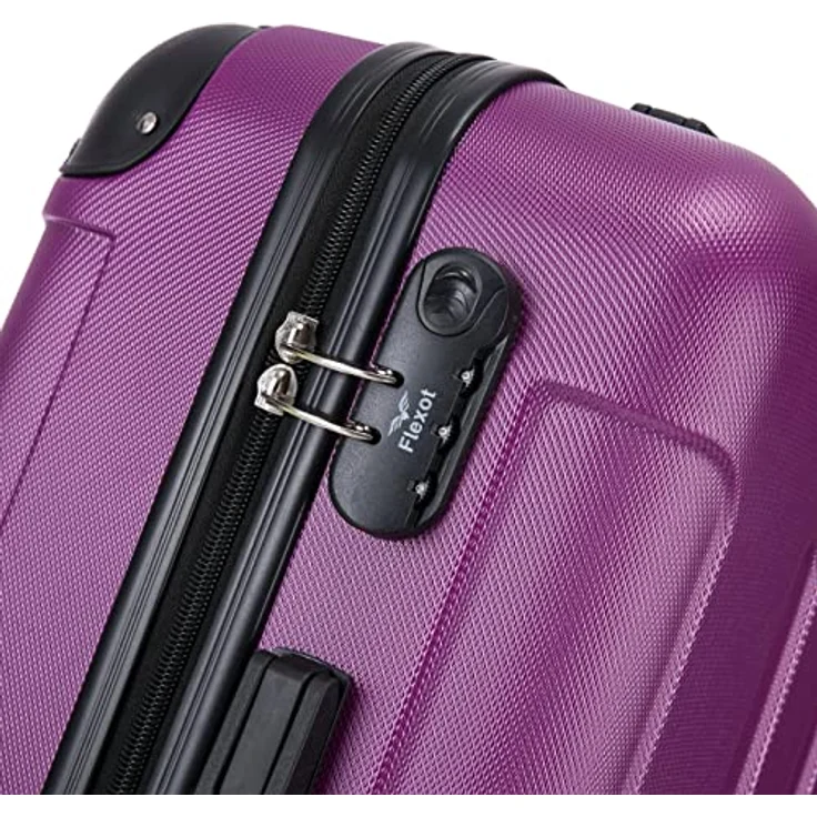 Flexot® F-2045 Koffer, Leichtgewicht mit 3tlg Kofferset und Zwillingsrollen, Aubergine – Bild 5