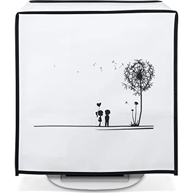 kwmobile Hülle kompatibel mit Thermomix TM5 / TM6 - Küchenmaschine Abdeckhaube - in Schwarz Weiß Pusteblume Love – Bild 5