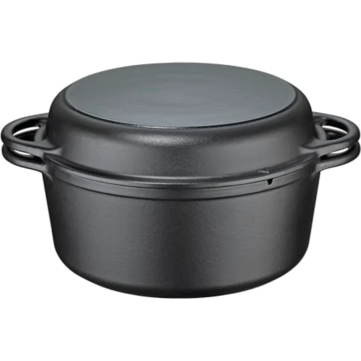 Küchenprofi Schmortopf BBQ, Emaillierter Gusseisen Topf für Grill und Herd, Ø 26 cm, 5 L, Schwarz – Bild 2