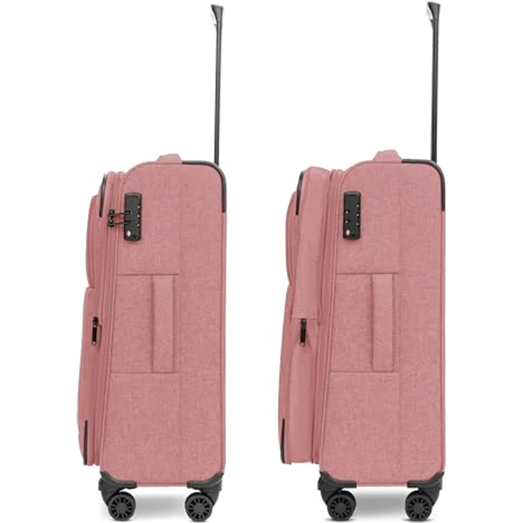 REDOLZ Koffer-Set 3-teilig für Damen & Herren | leichte & stabile Reise-Trolleys, hochwertiges Softcase, 4 Doppelrollen & TSA-Schloss |erweiterbar mit Dehnfalten (Essentials 12) - Preisvergleich – Bild 2