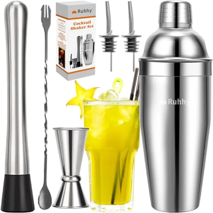Redfink Cocktail Shaker Set 700 ml, Edelstahl, spülmaschinengeeignet, rostfreies Barzubehör, ideales Geschenk für Cocktailliebhaber