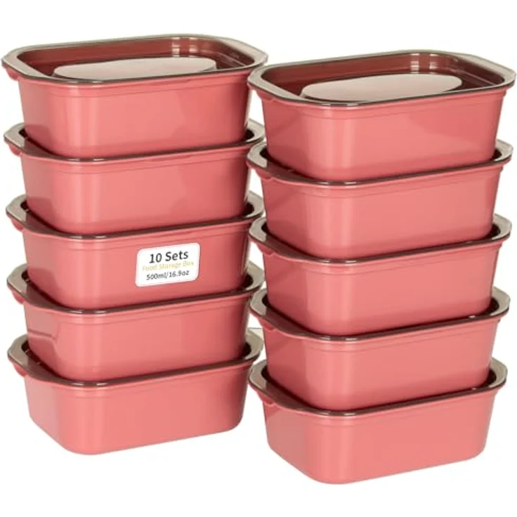 VINATO Frischhaltedosen mit Deckel 500ml (10er Set), BPA-frei, stapelbar, mikrowellengeeignet