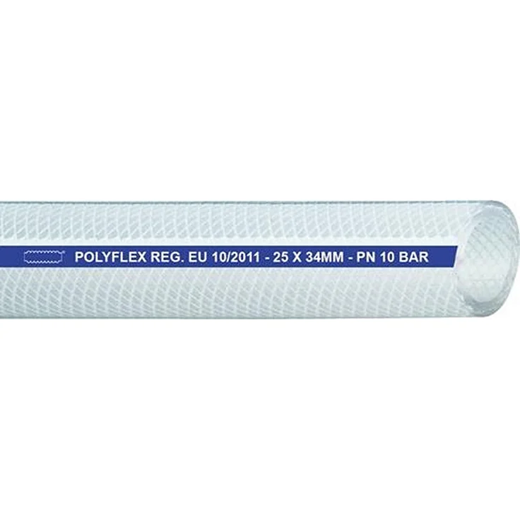 Teguma POLYFLEX Druckluftschlauch, 50m, Innen-Ø 15mm, transparent, lebensmittelbeständig, Betriebsdruck 15bar