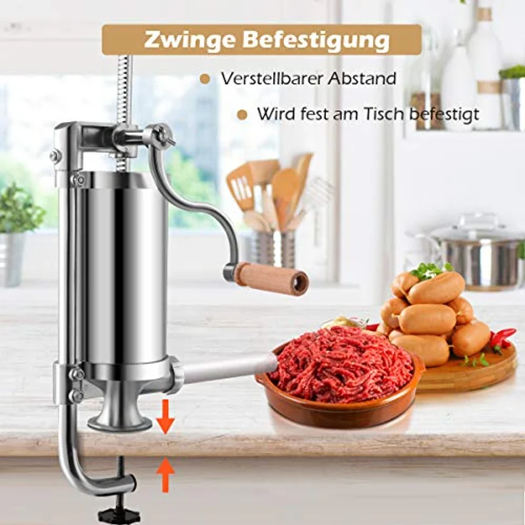KOMFOTTEU Wurstfüllaufsatz Wurstfüllmaschine, rostfreier Edelstahl, 4 Füllrohre, einfache Bedienung & leicht zu reinigen – Bild 6