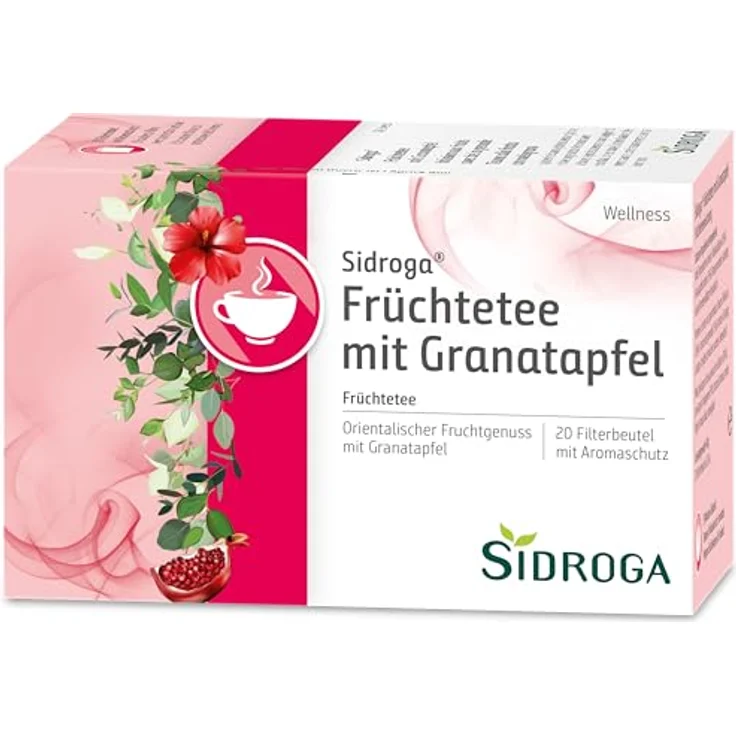 Sidroga Wellness Früchtetee mit Granatapfel, Filterbeutel 20x2 g, zuckerfrei und aromenfrei – Bild 1
