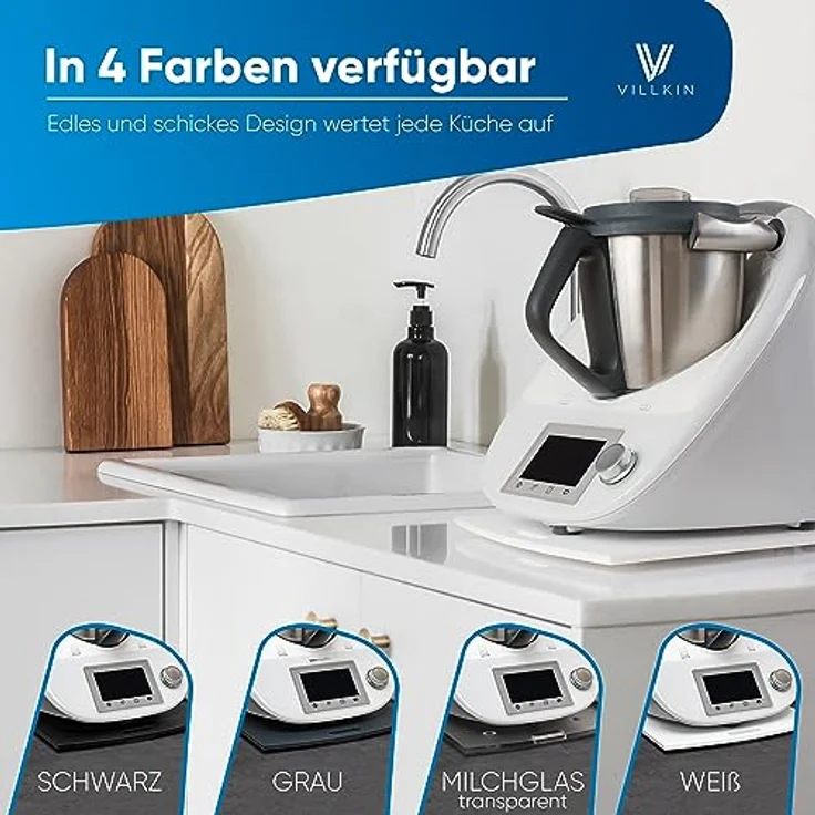 Villkin Gleitbrett für Thermomix TM5 und TM6, Acrylglas mit Teflongleitern und Gummi-Stoppern, schwarz – Bild 5