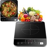 Induktionskochplatte 2000 Watt 6 Automatikprogramme Induktionskochfeld 1 Platte Herdplatte Induktionsherd Touch Bedienfeld Kindersicherung Überhitzungsschutz Elektrisches Induktionskochfeld