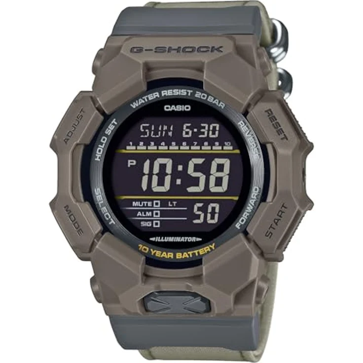 Casio G-Shock Classic Digital-Herrenuhr, braun, digitale Anzeige, Alarm, Stoppuhr, Beleuchtung, Quarzwerk, Kunststoffarmband – Bild 1