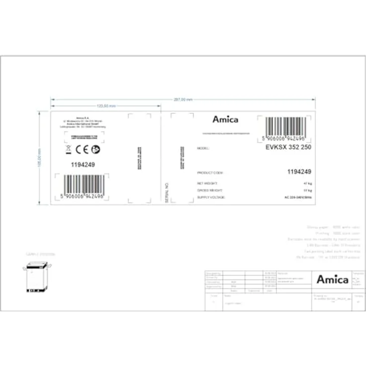 Amica Einbaukühlschrank EVKSX 352 250, 173 l Kühlvolumen, No Frost-Funktion, Touch-Display, LED-Innenbeleuchtung, weiß – Bild 10
