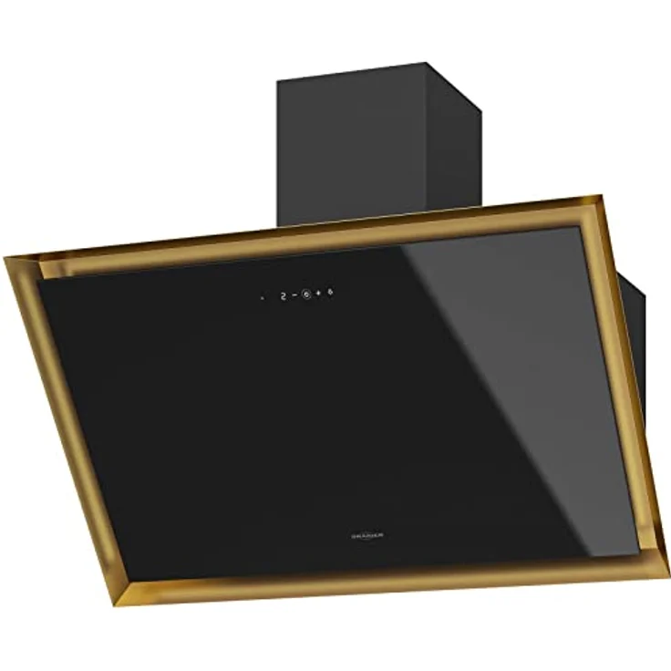 Oranier schwarze breite Kopffrei Wandhaube 90 cm Abluftbetrieb Aura - effektive Dunstabzugshaube im Schräghauben Design – Bild 1