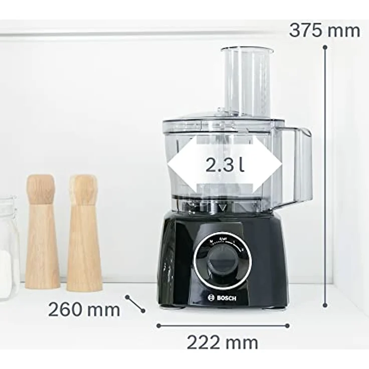 Bosch MultiTalent3 Foodprozessor mit Direktantrieb, 800W, 2,3L Schüssel, 2 Geschwindigkeiten, inkl. Mixeraufsatz, schwarz – Bild 6