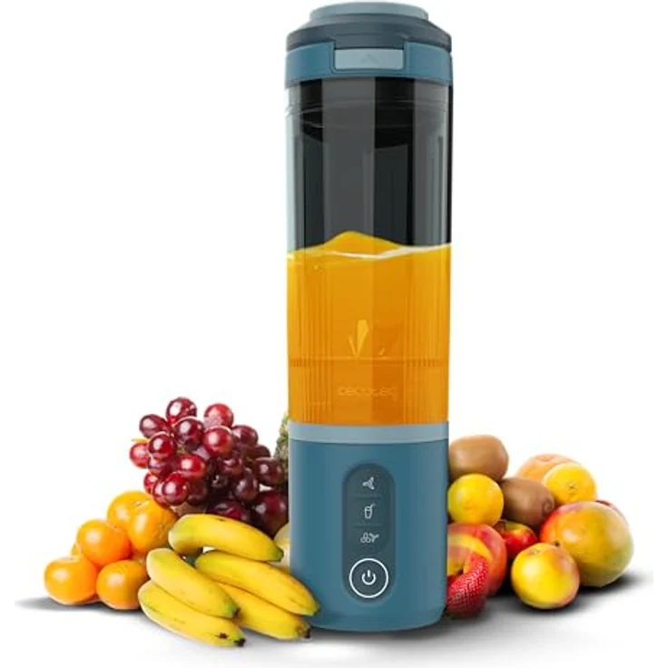 Cecotec Tragbarer Smoothie Maker Power Titanium Shake2Go Lagoon, 180 W, 600 ml To-Go-Becher, 3 Automatikprogramme, Anti-Blockier-Design, USB-C – Bild 1