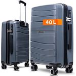 Cocoono Leon Handgepäck Koffer, Hartschalenkoffer 55x40x20 mit TSA Schloss, grau, 40L Volumen, 4 leise Doppelrollen, ideal für Ryanair