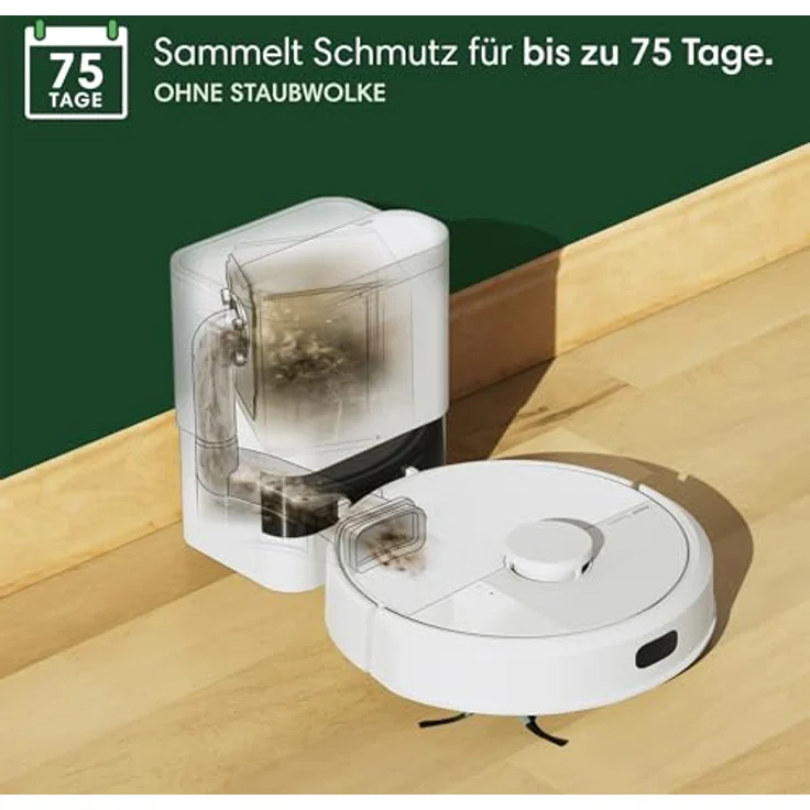 iRobot Roomba 105 Combo + AutoEmpty Dock - Saugen + Wischen - Clearview LiDAR- 7000Pa - 120 mins - SmartScrub - Umfährt Hinderniss - App - Weiß – Bild 3