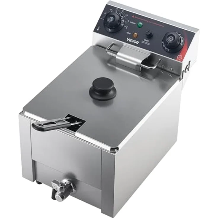 VEVOR Gewerblicher Frittierer, 3000W Elektrischer Truthahnfrittierer, 30,6 Qt/29L Kapazität, Edelstahl, mit Temperaturregelung, für Küchen- und Restaurantgebrauch, Silber – Bild 8