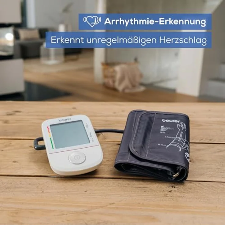Beurer BM 38 Oberarm Blutdruckmessgerät, einfache Bedienung über einen einzigen Knopf, genaue Messung durch Ruheindikator, Arrhythmie-Erkennung, XL-Display, Manschette für 22-42 cm – Bild 5