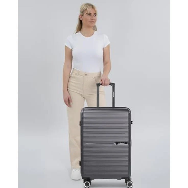 SAXOLINE mittelgroßer Hartgepäck Check-in Koffer | Trolley 44 x 26 x 66 cm aus hochwertigem, robustem ABS Material | für Damen und Herren | 4 Doppelrollen & TSA-Schloss | Fiesta Serie, sportives Design in besonderer Farbauswahl – Bild 5