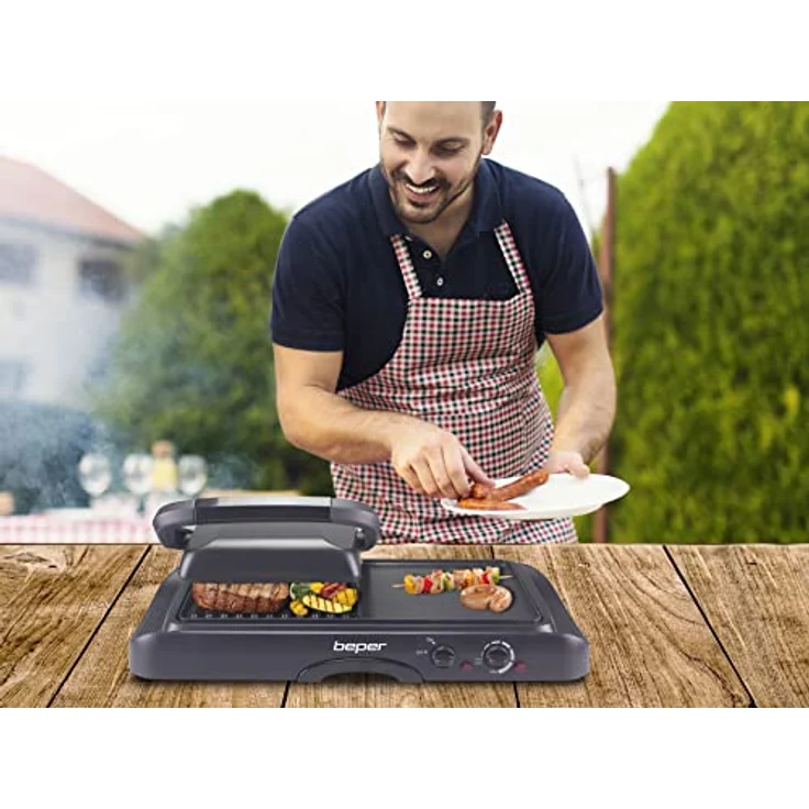 BEPER P101TOS501 Kontaktgrill Antihaft-Aluminium Elektrogrill 1600 W, Tischgrill mit verschiedenen Kochflächen und Temperaturregelung – Bild 5
