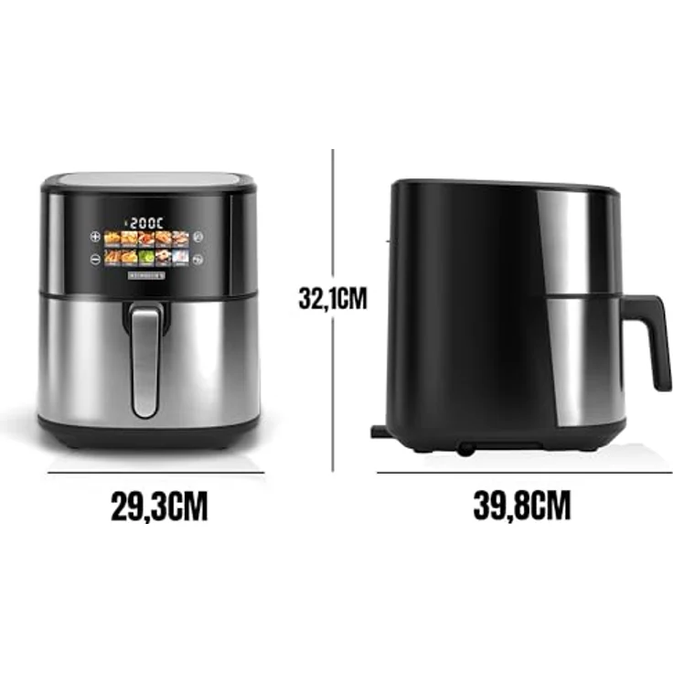 Heinrich´s Heißluftfritteuse XXL, 6,5 Liter 10in1 Air Fryer mit LED-Color-Display, Sensor-Touch, fettfreier Zubereitung, Timer und spülmaschinenfestem Korb, 1600W – Bild 2