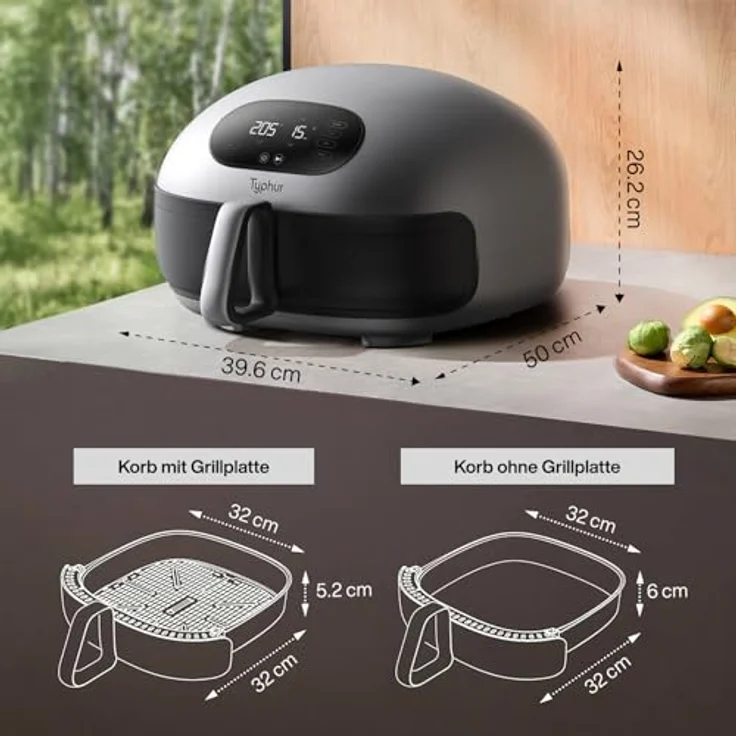 Typhur Dome 2 Heißluftfritteuse 5,3L, 15-in-1 Multifunktionskocher mit selbstreinigender Funktion, schneller Kochgeschwindigkeit und Antihaft-Keramikkorb – Bild 2