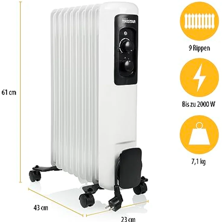 Ölheizung Tristar KA-5179 2000 W, Radiator – Bild 3
