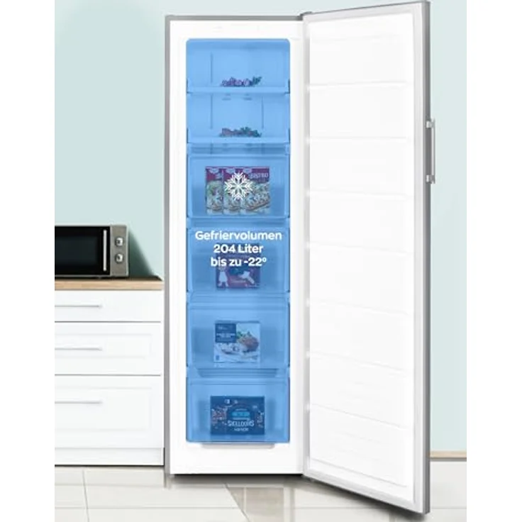 Heinrich´s Gefrierschrank 204L No-Frost mit LED-Display, inox – Bild 3