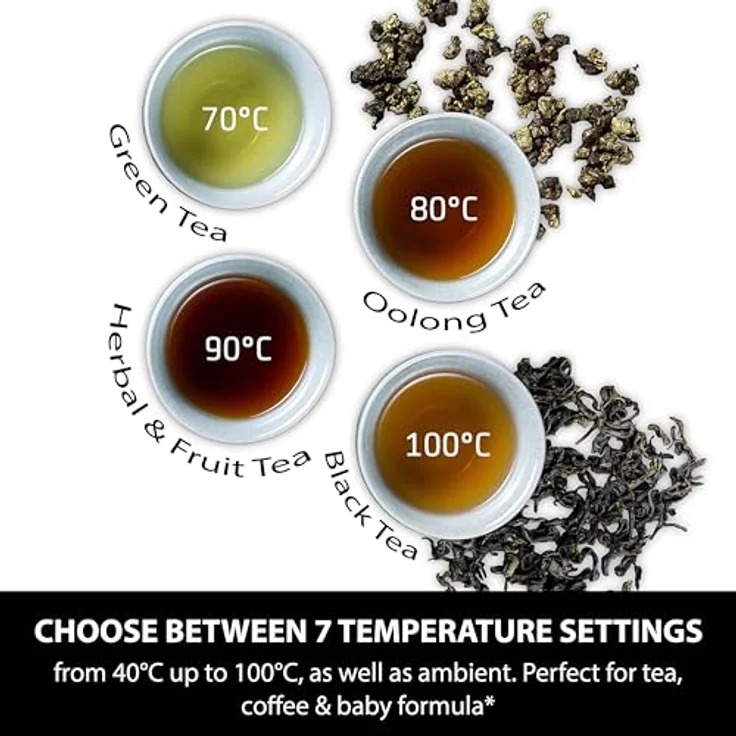 Caso HW 550 Turbo Heißwasserspender, 2600 Watt, für die Zubereitung von Tee, löslichem Kaffee, Babynahrung, Wassertank 2,9 l Kapazität, 7 einstellbare Temperaturstufen von 40 - 100 °C, schwarz – Bild 4