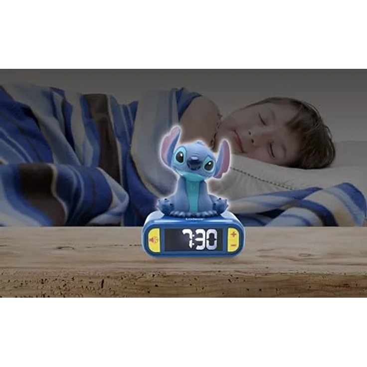 Lexibook Disney Stitch, Nachtwecker mit 6 Ringtönen und Sounds, beleuchtet, hintergrundbeleuchtetes LCD-Display, Schlummerfunktion, Blau, RL800D – Bild 4