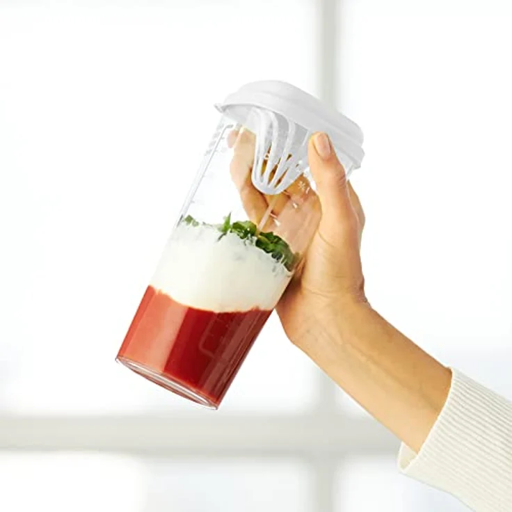 Rotho Shaker Loft 1 L Deckel weiß, inklusive Zitruspresse, Mixaufsatz, Deckel, 9,4 x 9,4 x 22,4 cm (L x B x H) – Bild 6